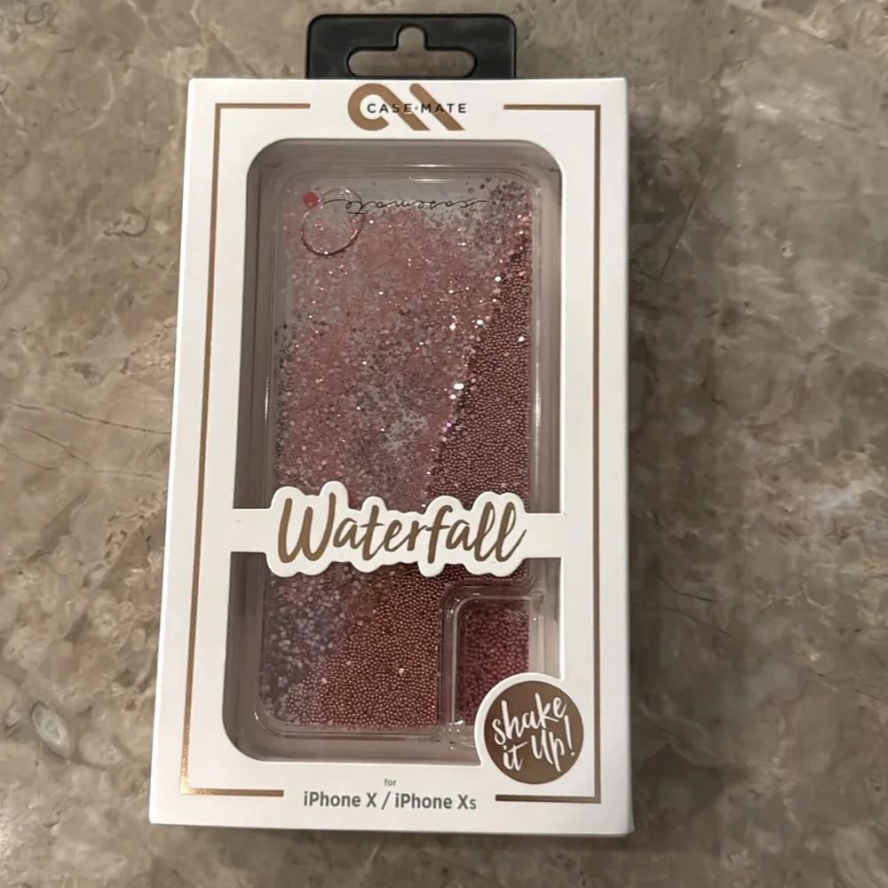 Case-Mate for iPhone X / XS Pink Glitter Waterfall Case NIB